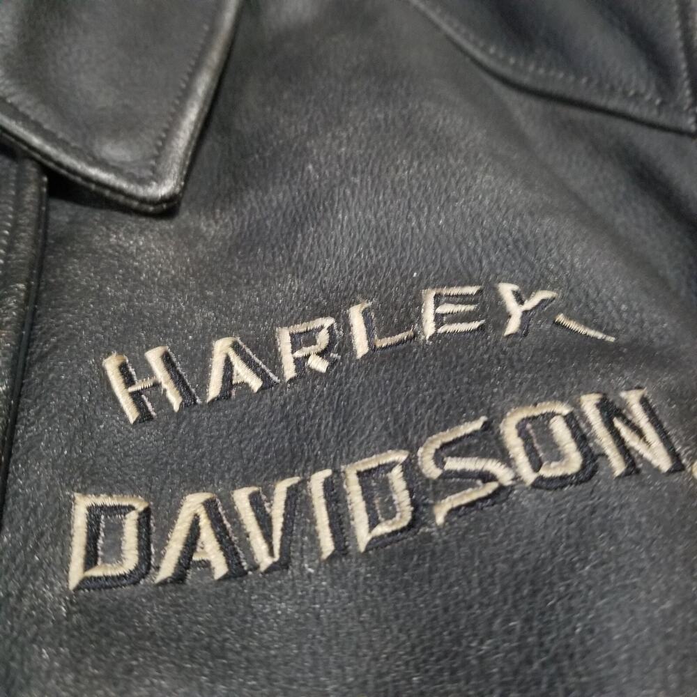 Harley Davidson Eagle Embroidered Distressed Leather Jacket Men's sz Large - Picture 16 of 16